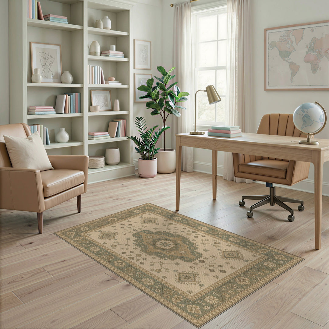 Blue and Teal Floral Medallion Area Rug