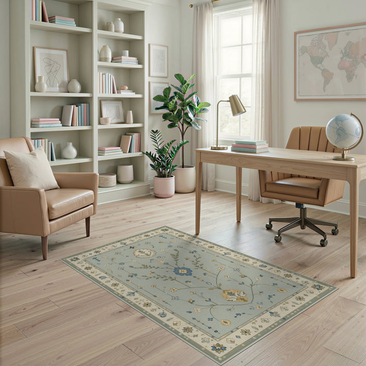 Blue Floral Vintage Area Rug