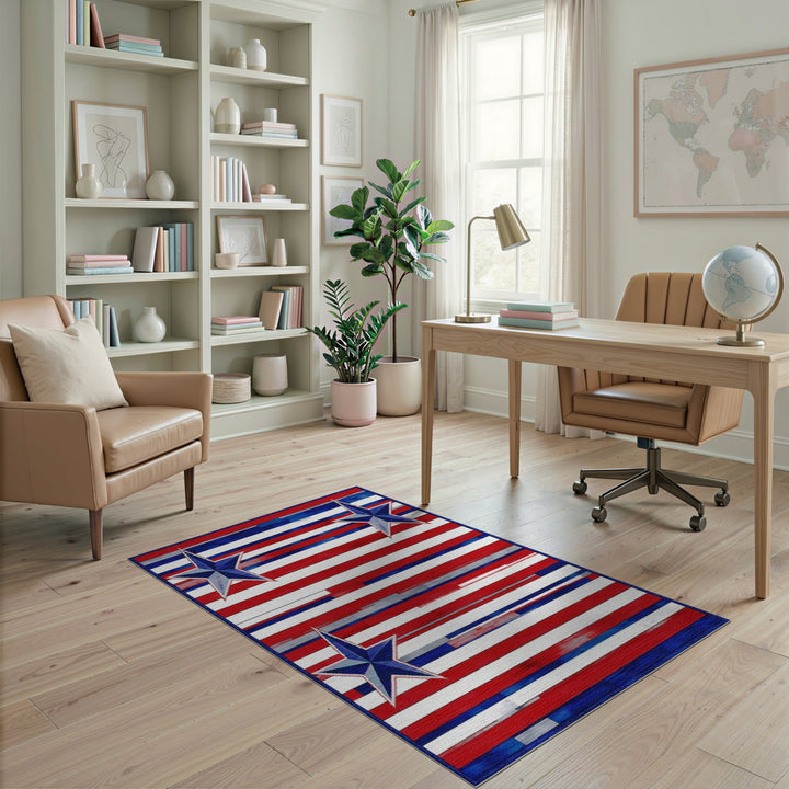 Distressed Patriotic Star Area Rug
