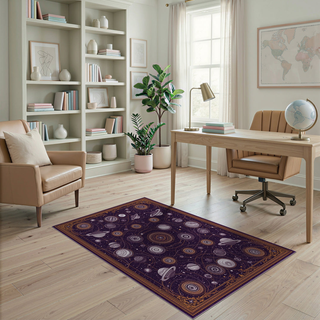 Purple Celestial Orbit Area Rug