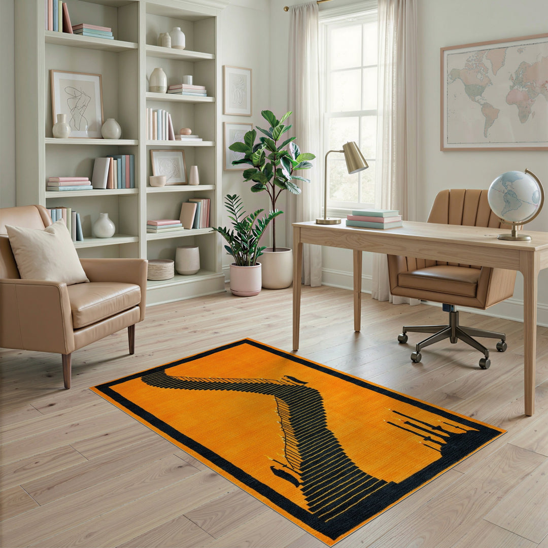 Candlelit Staircase Orange Area Rug