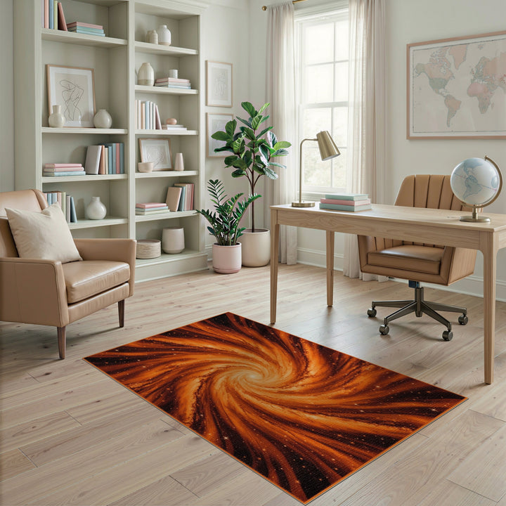 Orange Cosmic Swirl Area Rug