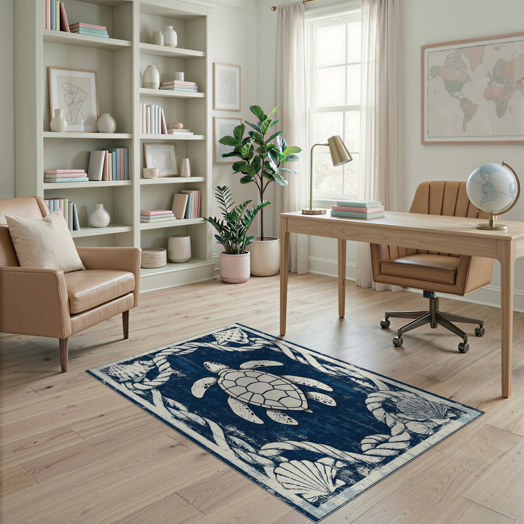 Coastal Sea Turtle Area Rug