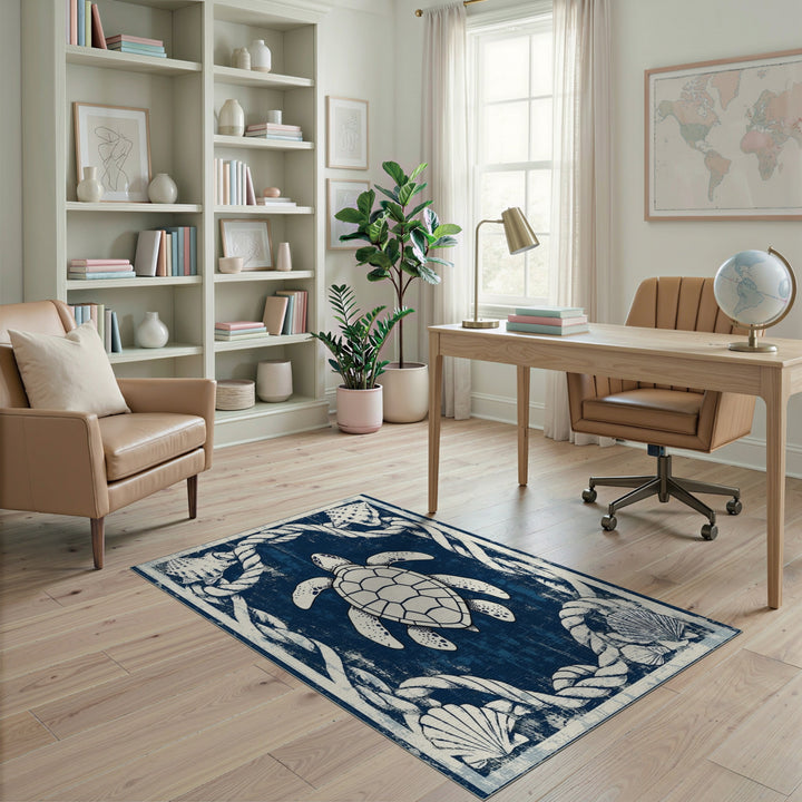 Coastal Sea Turtle Area Rug