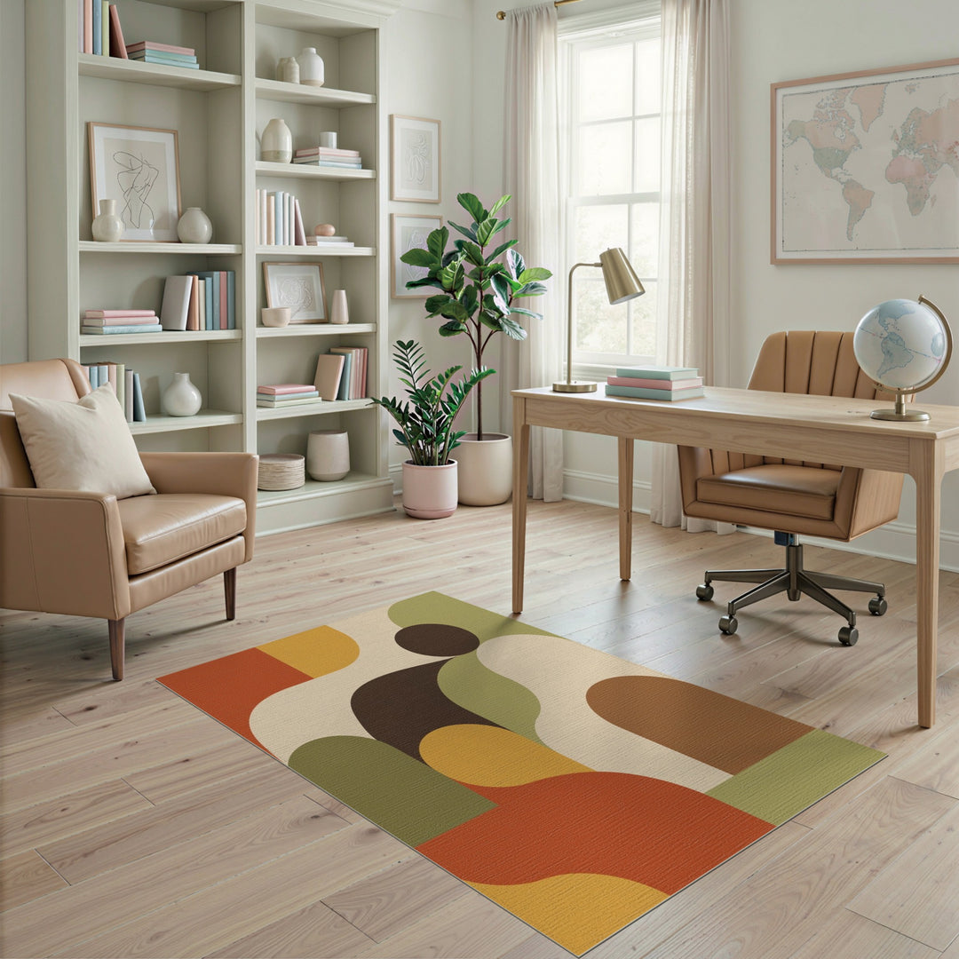 Warm Tone Geometric Area Rug