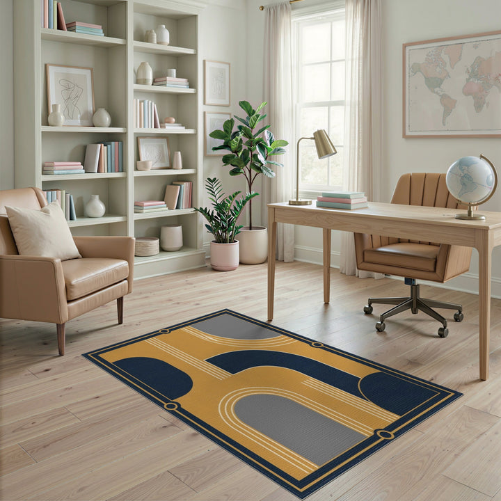 Navy and Gold Geometric Area Rug