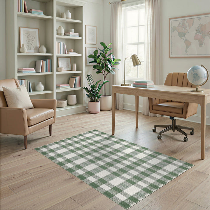 Checkered Green Gingham Checkered Area Rug