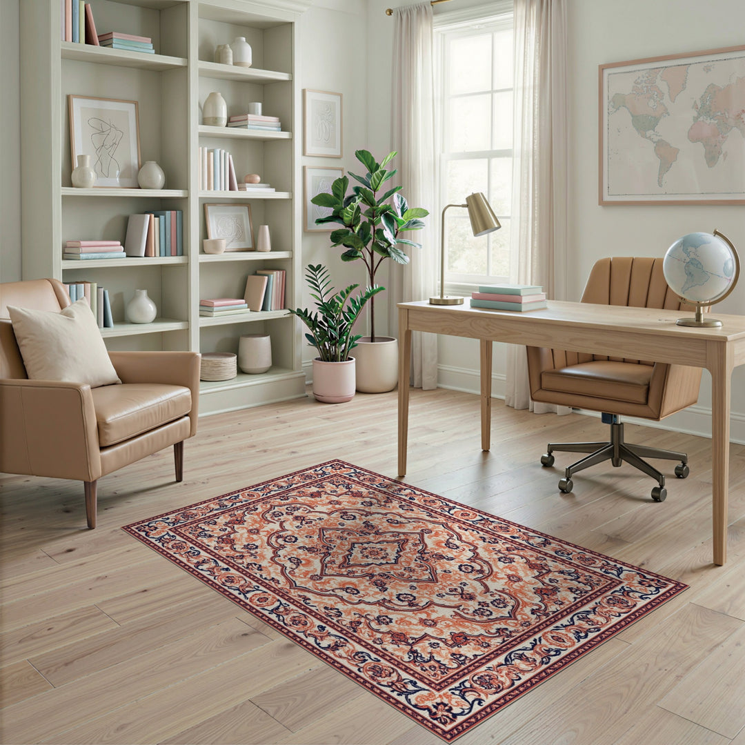Red Traditional Persian Medallion Area Rug