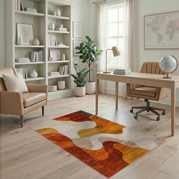 Orange Wave Orange Abstract Wave Area Rug