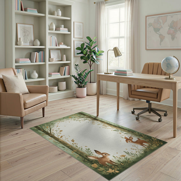 Whimsical Forest Fawns Kids Area Rug
