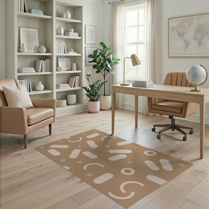 Abstract Brown Tan Area Rug