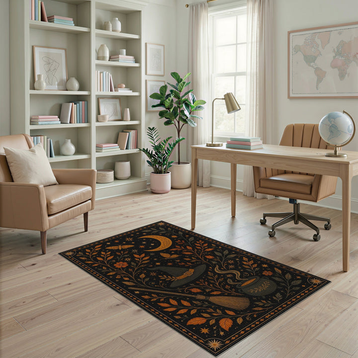 Witch Hat Orange Floral Area Rug