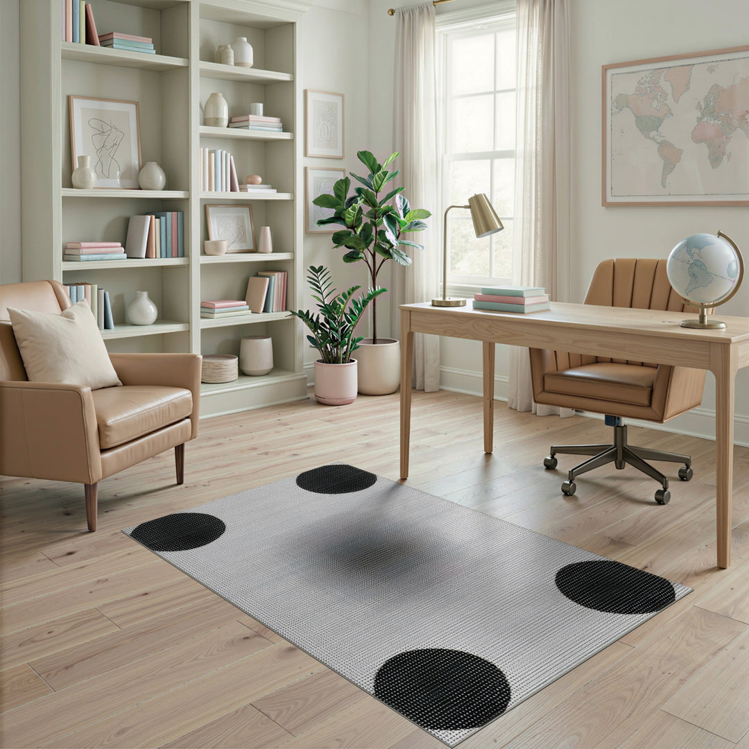 Black Circle Geometric Area Rug