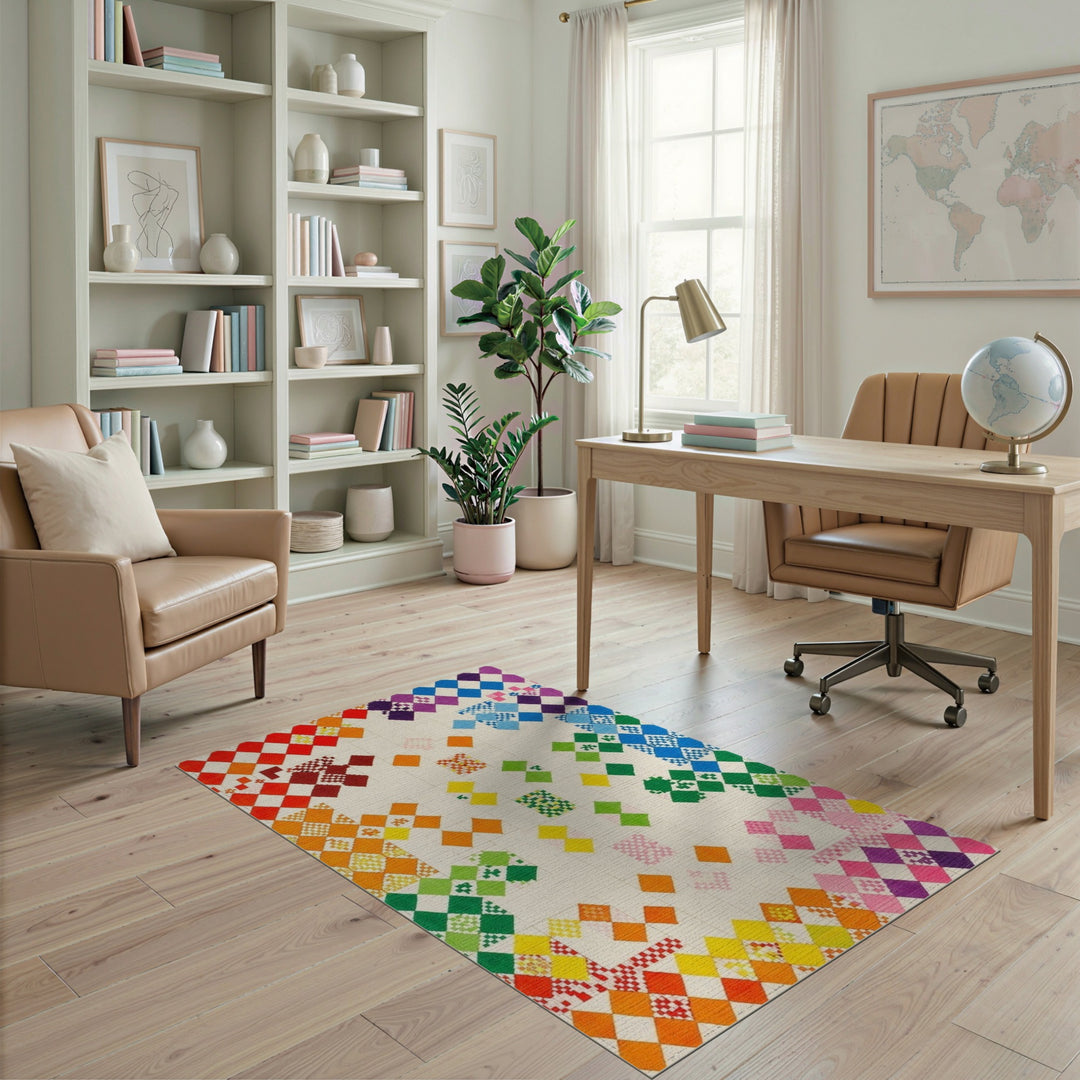 Vibrant Multi-Color Geometric Area Rug