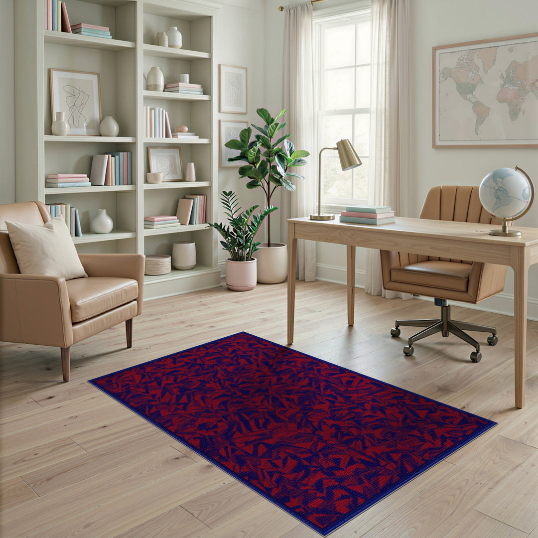 Red Abstract Geometric Area Rug