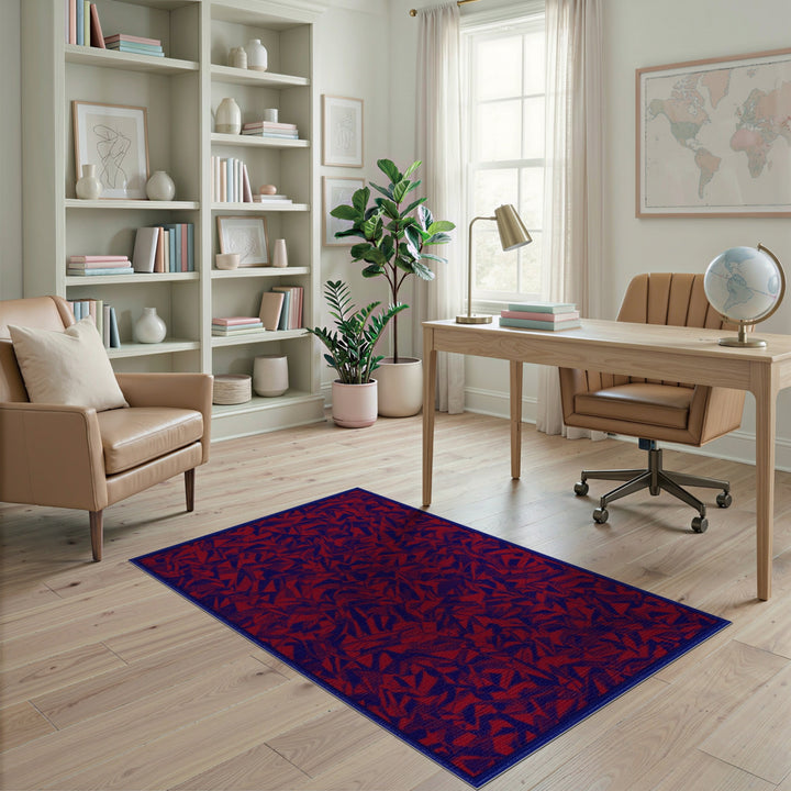 Red Abstract Geometric Area Rug