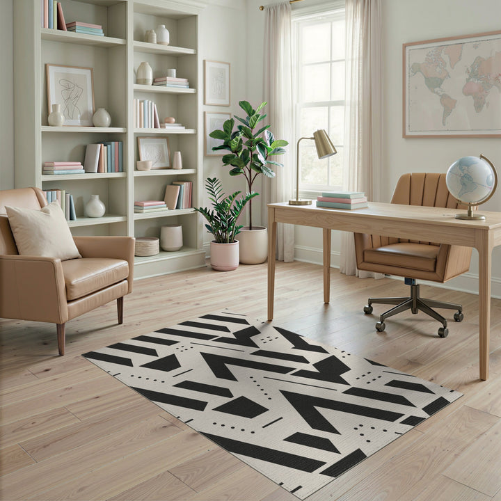 Black White Geometric Area Rug