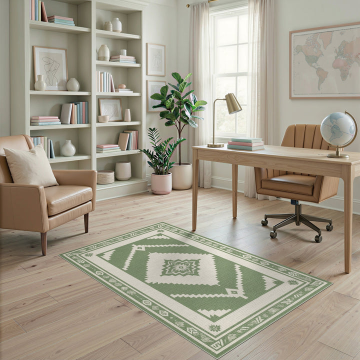 Green Southwestern Geometric Area Rug