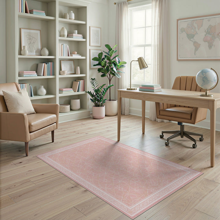 Pink Geometric Modern Blush Pink Geometric Area Rug