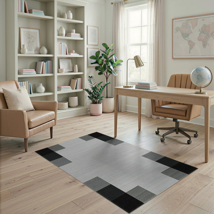 Black White Geometric Modern Area Rug