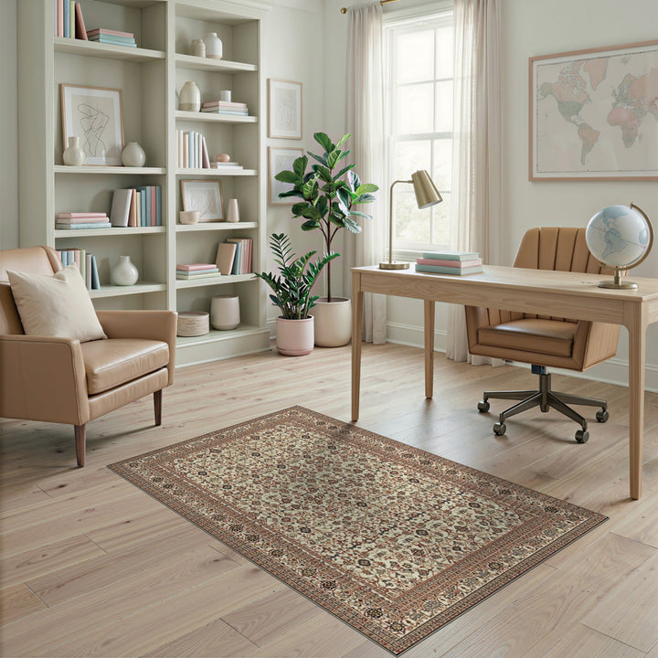 Beige Persian Medallion Area Rug