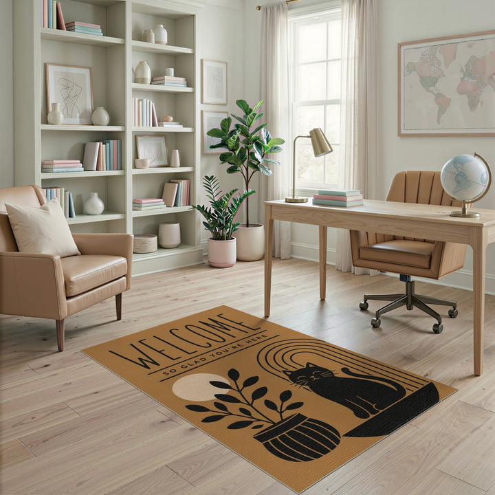 Boho Welcome Cat Area Rug