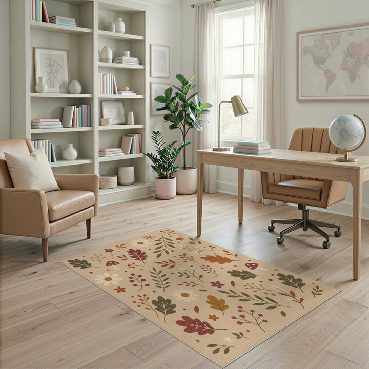 Autumn Oak Leaf Floral Area Rug