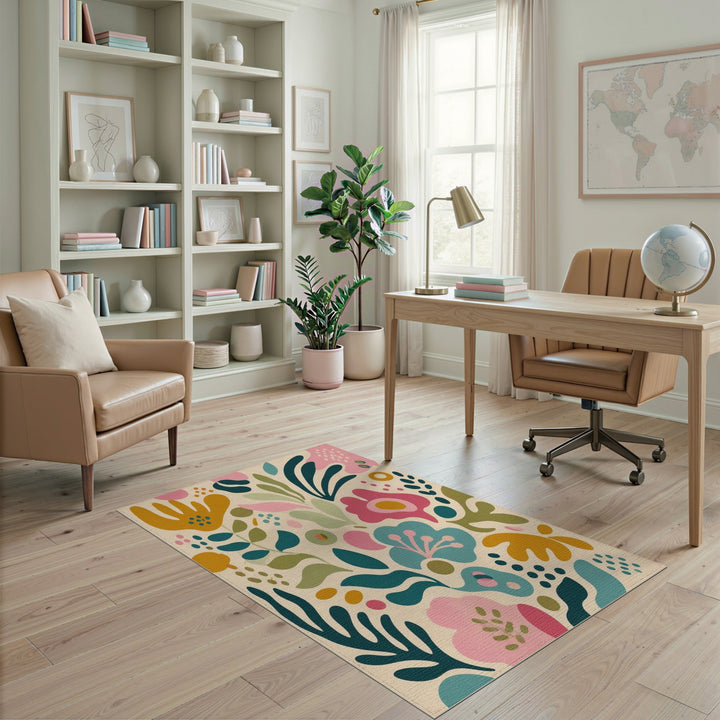 Abstract Area Vibrant Multi-Color Abstract Floral Area Rug