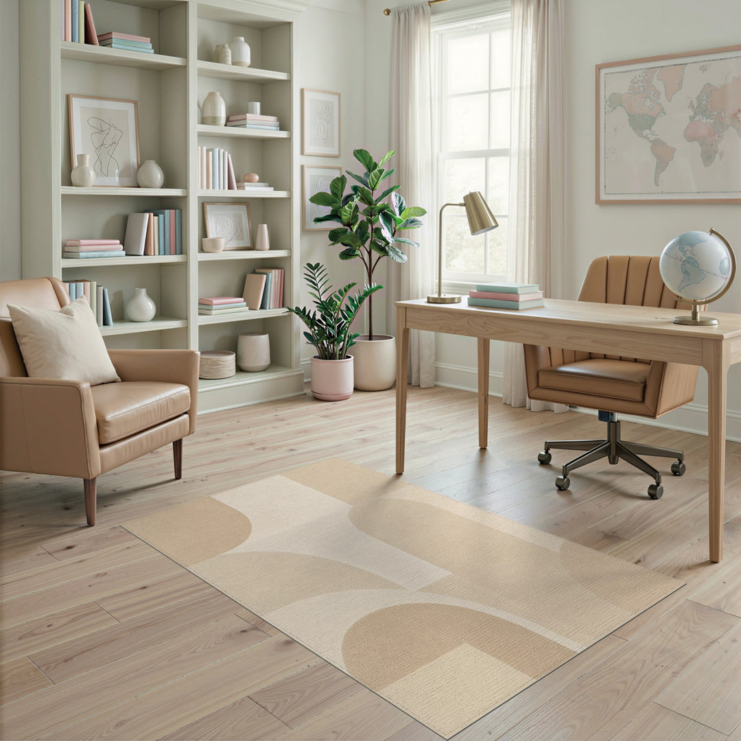Beige Geometric Modern Area Rug