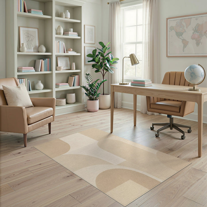 Beige Geometric Modern Area Rug
