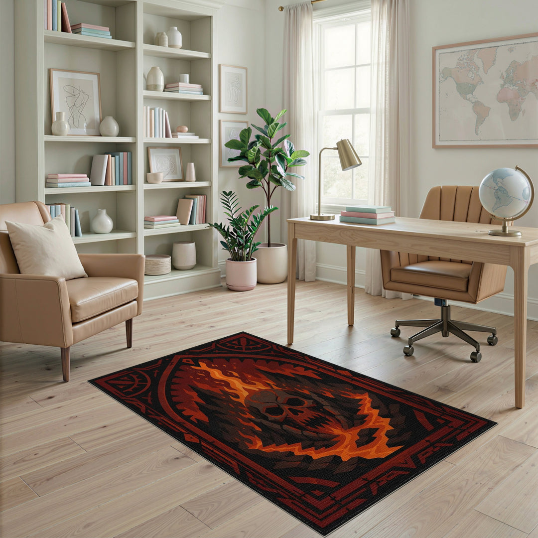 Inferno Skull Lava Area Rug