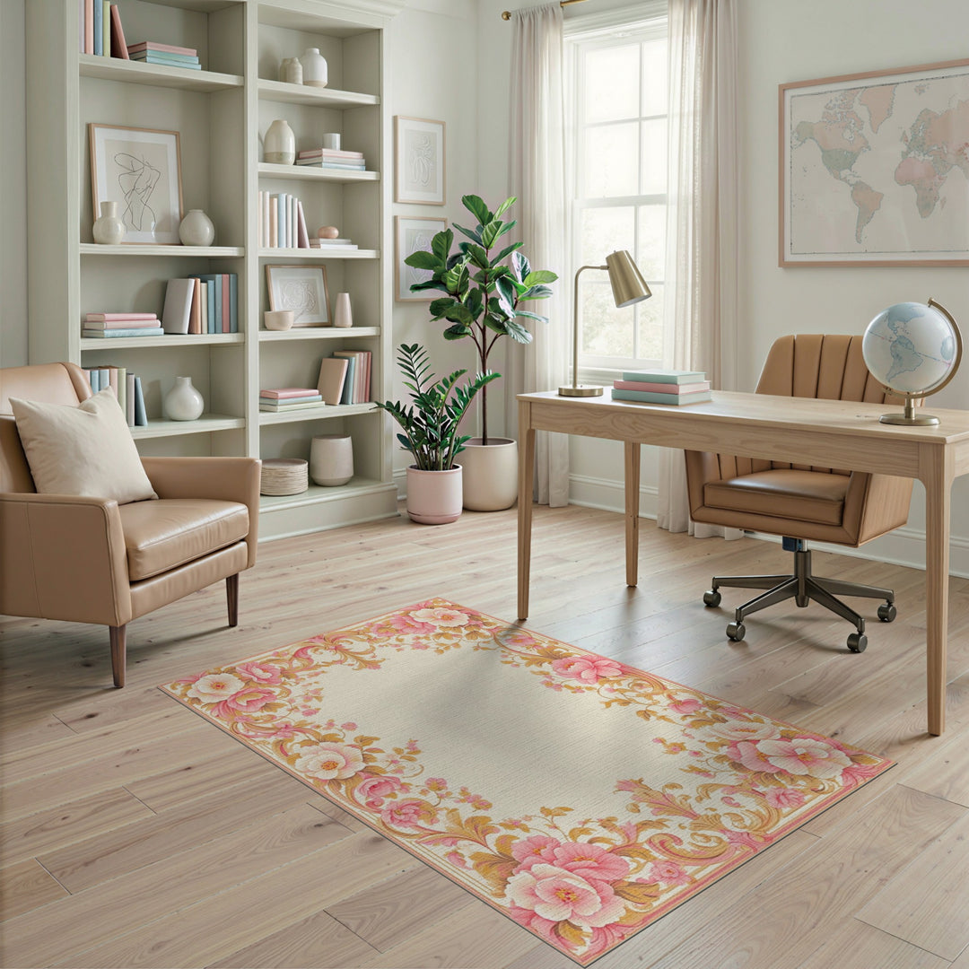Pink Floral Vintage Area Rug