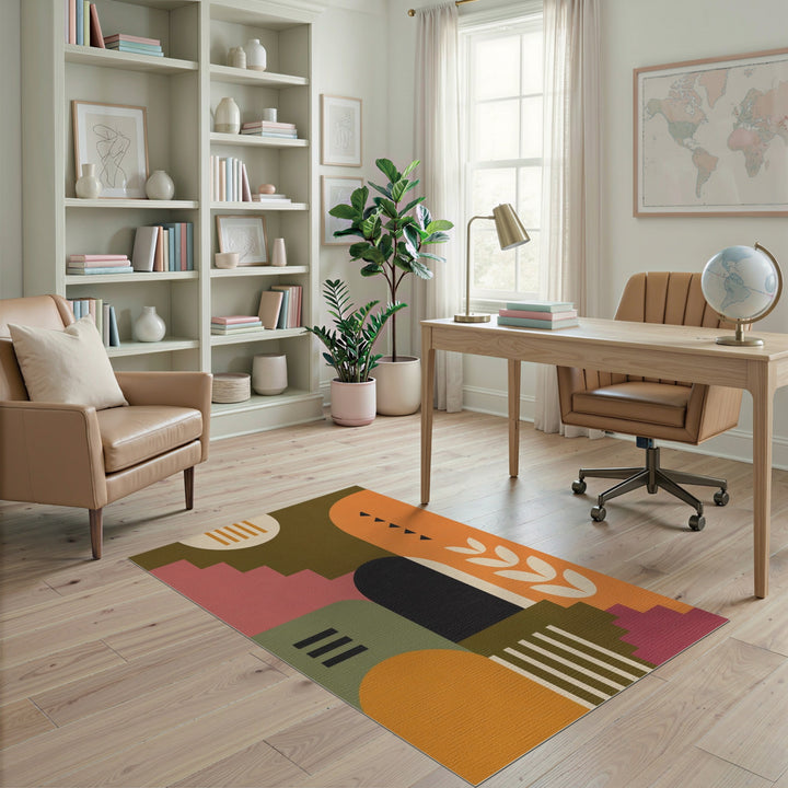 Geometric Arch Wheat Area Rug