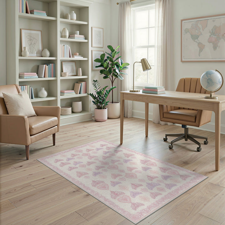 Pink Crown and Heart Kids Area Rug