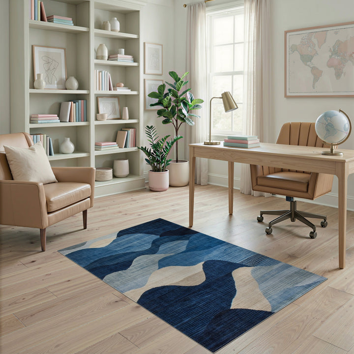 Abstract Area Wave Blue Abstract Wave Area Rug