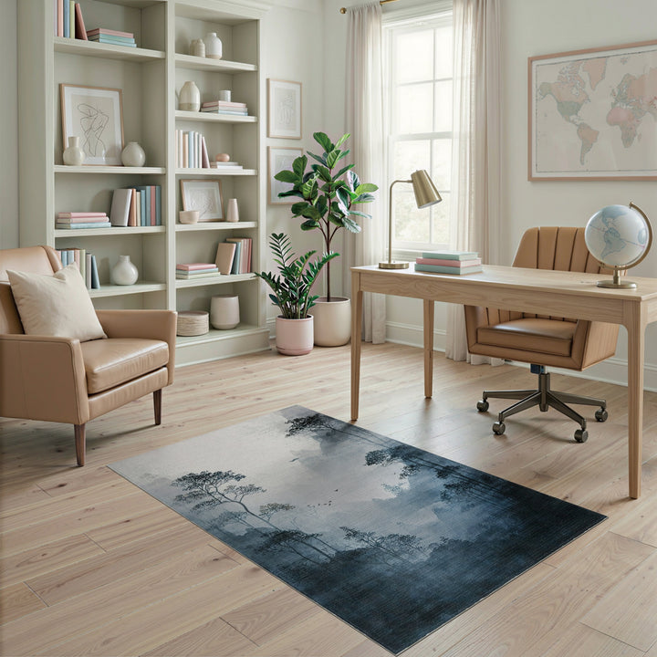Misty Blue Mountains Area Rug