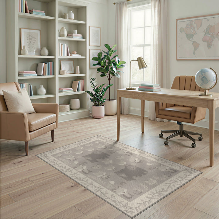 Grey Fox and Bear Kids Area Rug