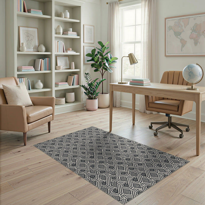 Black White Geometric Area Rug