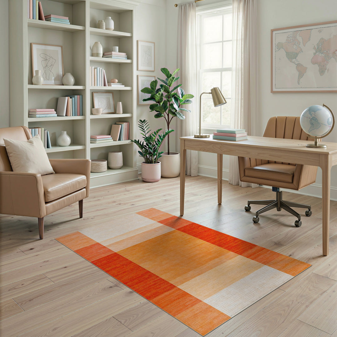 Geometric Modern Bold Orange Geometric Block Area Rug