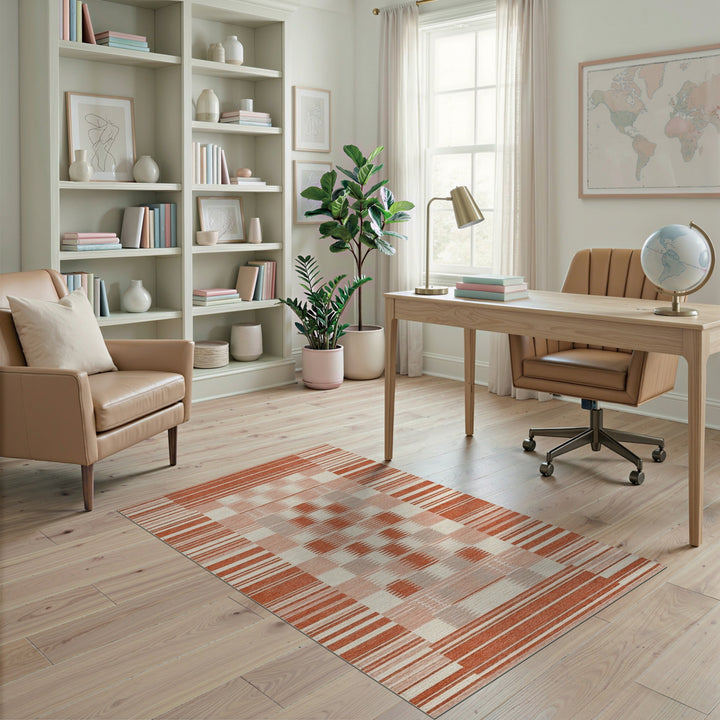 Red Southwestern Striped Area Rug