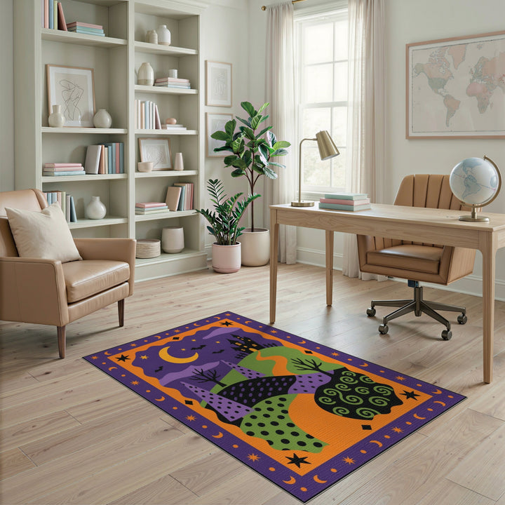 Halloween Castle Purple Kids Area Rug