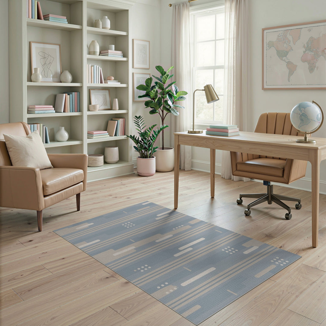 Blue Geometric Lines Area Rug