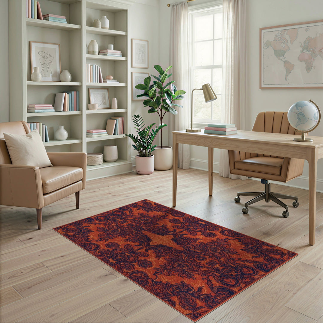 Floral Vintage Bold Red Floral Vintage Area Rug