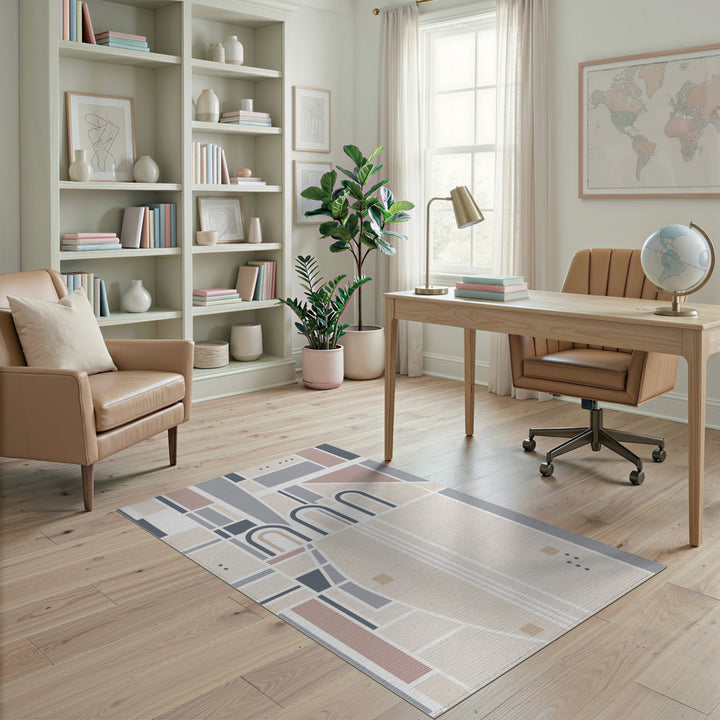 Neutral Geometric Arch Geometric Modern Area Rug