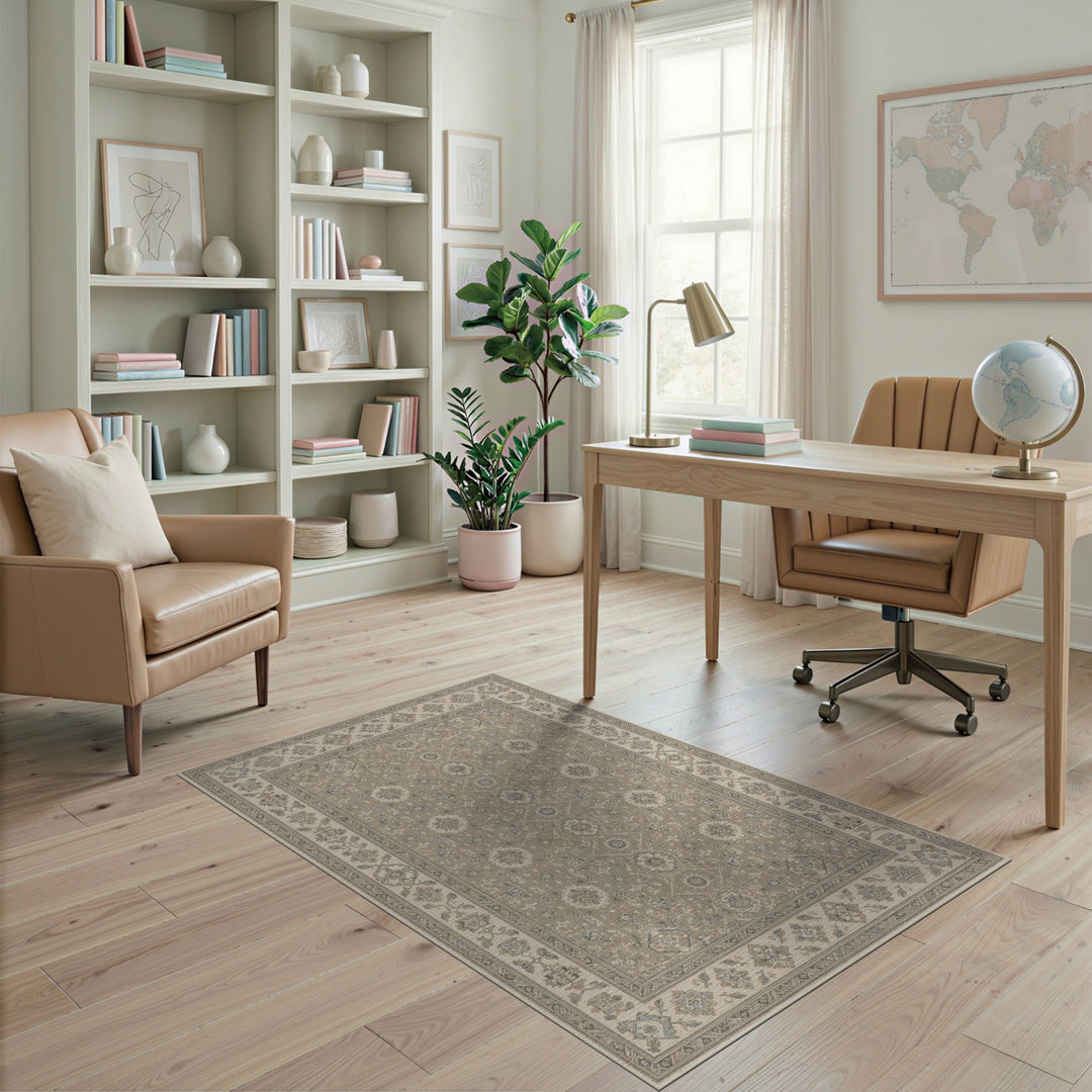 Beige and Neutral Medallion Beige Persian Medallion Area Rug