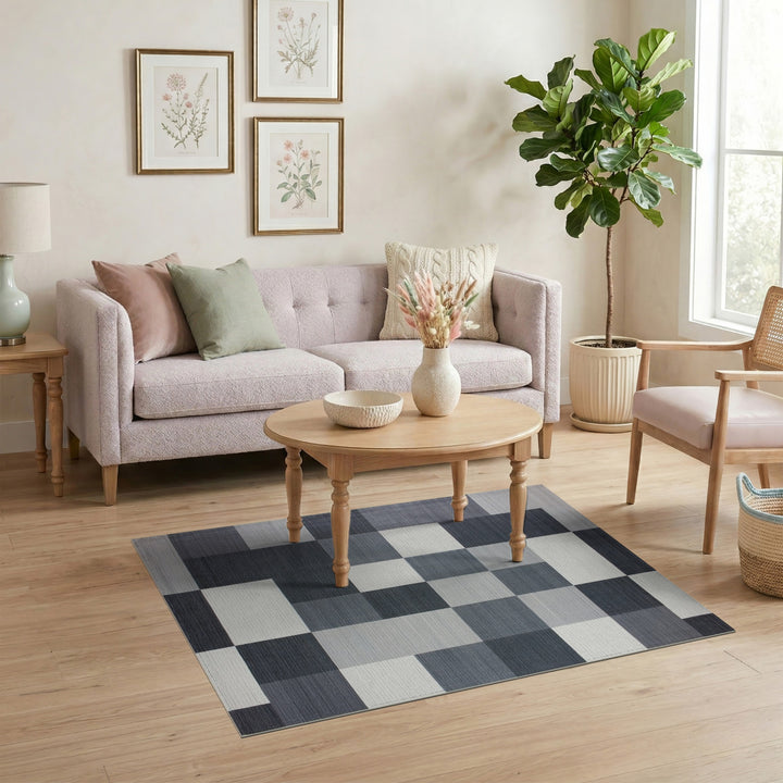 Black White Geometric Area Rug