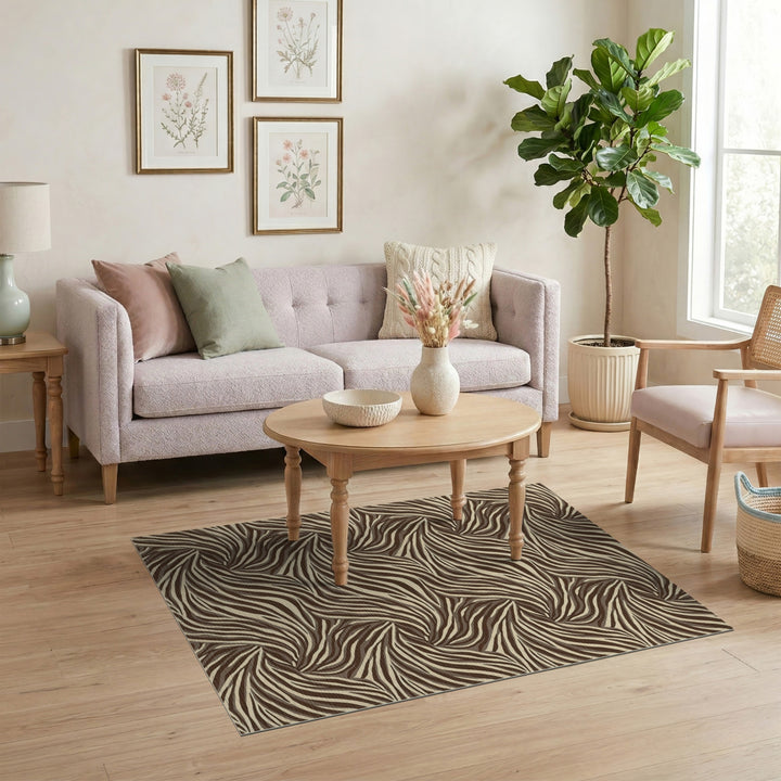 Brown Swirling Stripe Area Rug