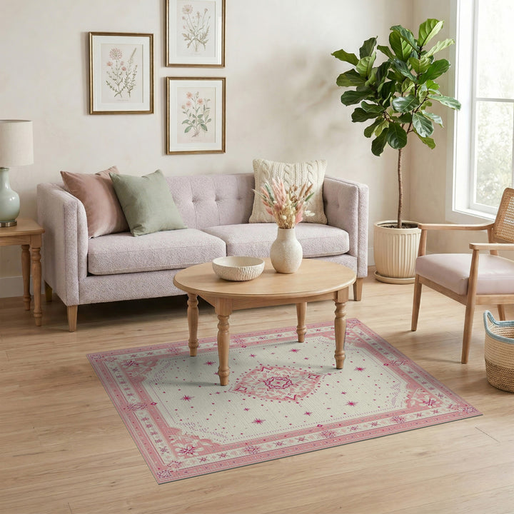 Blush Medallion Blush Pink Floral Medallion Area Rug