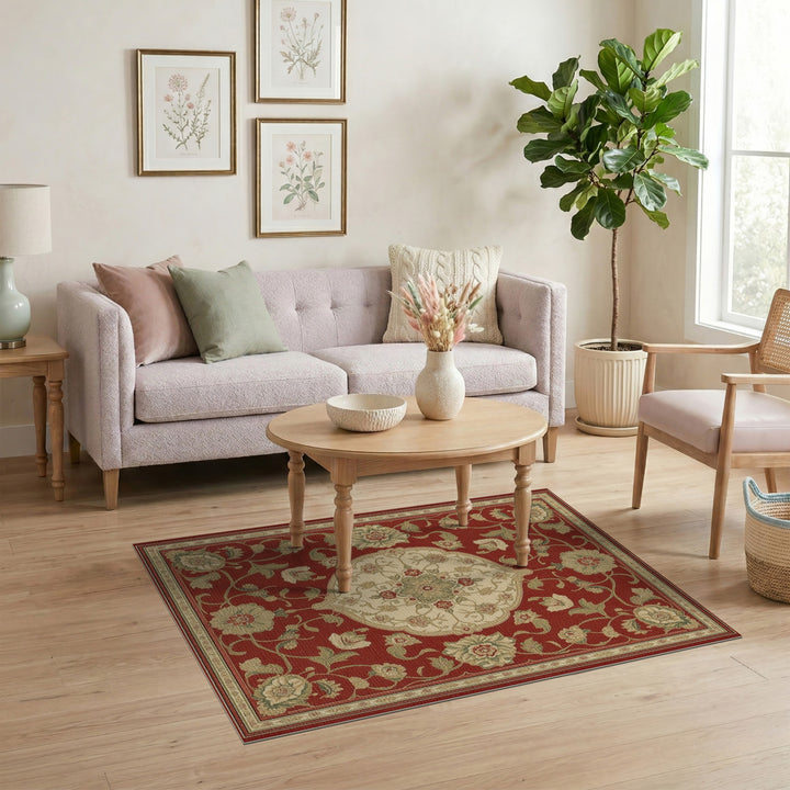 Red Floral Medallion Persian Area Rug