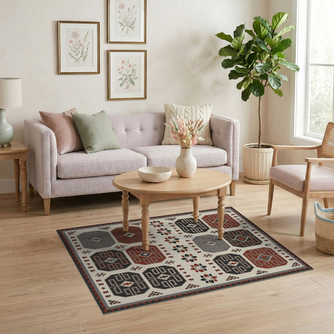Heritage Tribal Red Geometric Area Rug